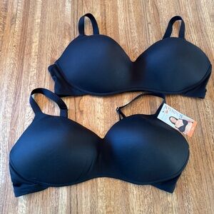 Bundle of 2 NWT JOYSPUN black bras, both size 44D